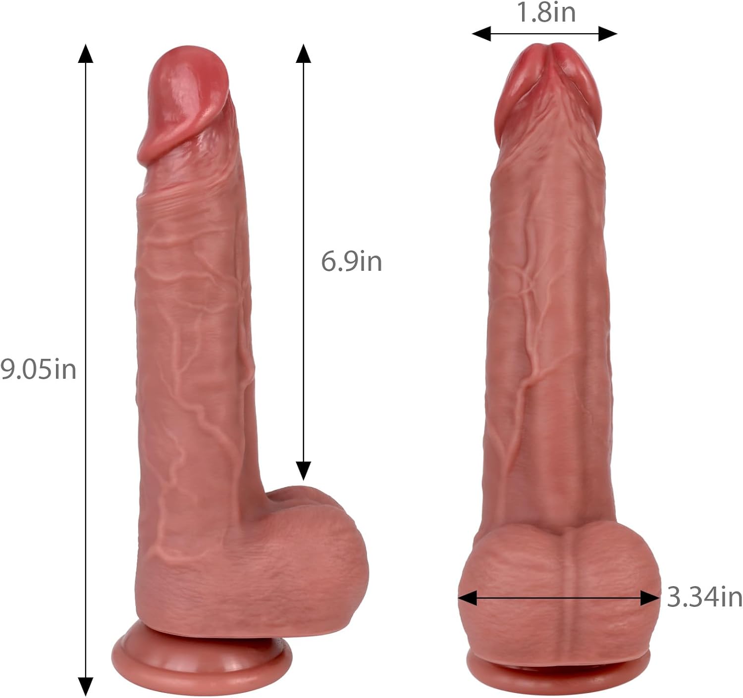 9.05 inches- Huge Flesh Lifelike Dildo, Realistic Skin Texture, Thick Liquid  with Powerful Suction Cup - Adult Sex Toys for Couples, Men, Women