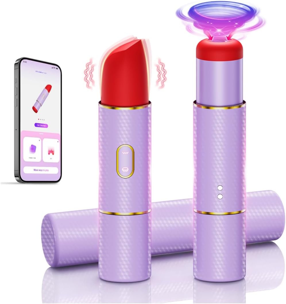 Sucking Bullet Vibrator Adult Sex Toys,2 in1 Lipstick Vibrators,G-Spot Nipple Stimulation with 10 Vibration 3 Suction Modes,Liquid Silicone Adult Toys for Women,Thumping Clit Rose Toys for Female