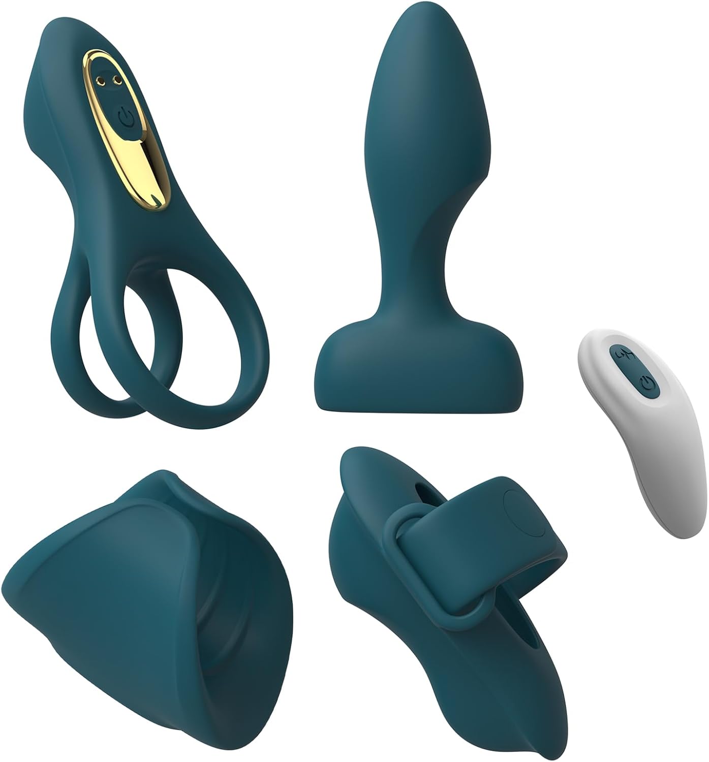 Vibrator Kit for Couples, Removable Vibrating Bullet with 4 Silicone Attachments (Cock Ring, Wearable Panty, Butt Plug, Penis Stroker) — Remote Control Adult Sex Toys for Women & Partner