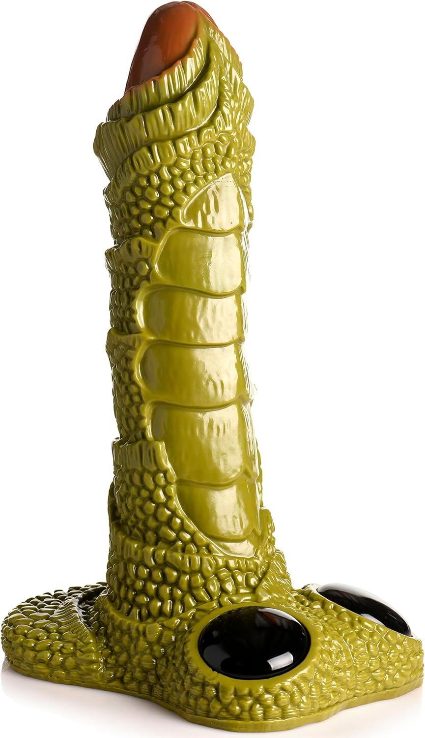 Swamp Giant Scaly Dildo for Men, Women & Couples.  er-Sized Dildo with Unique Texture and Sturdy Base. Decor Piece, Kinky Prop, Sex Furniture. 1 Piece, Green