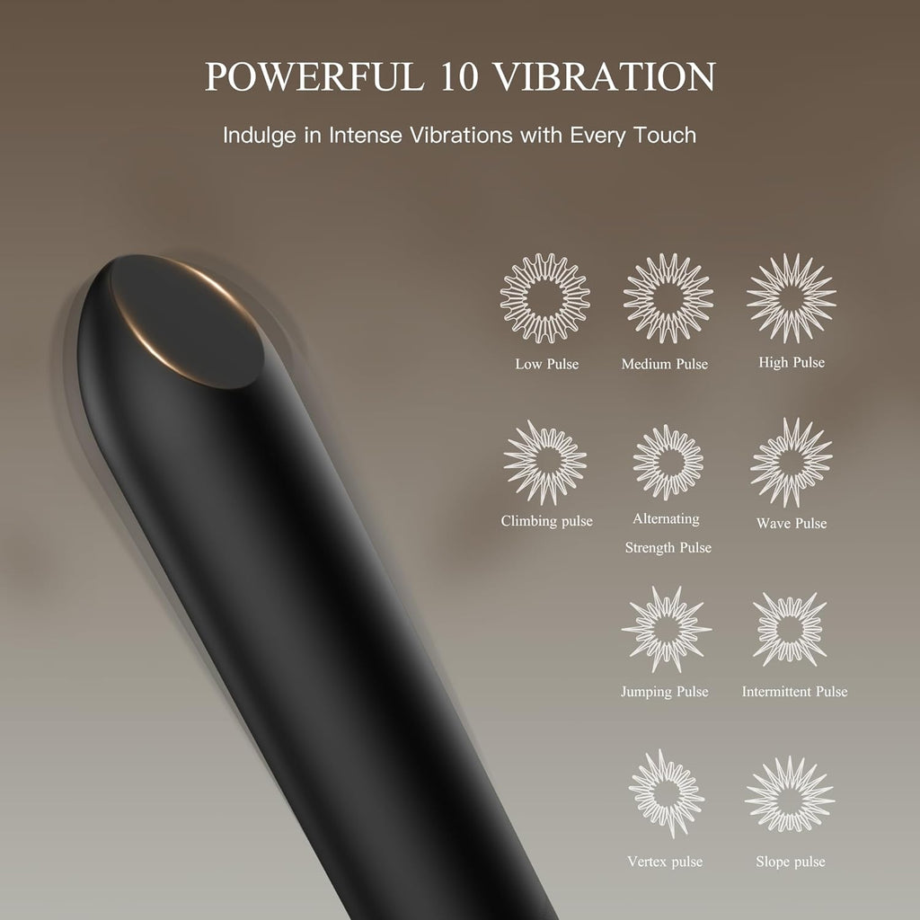 Bullet Vibrator with Angled Tip for Precision Clitoral Stimulation, Discreet Rechargeable Lipstick Vibe with 10 Vibration Modes Waterproof Finger Vibrator Nipple G-spot Stimulator Sex Toys for Women