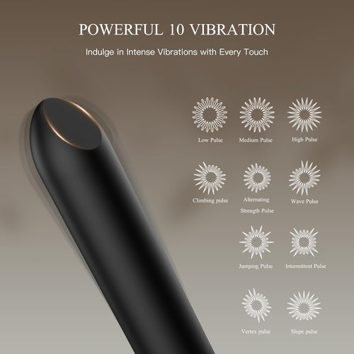 Bullet Vibrator with Angled Tip for Precision Clitoral Stimulation, Discreet Rechargeable Lipstick Vibe with 10 Vibration Modes Waterproof Finger Vibrator Nipple G-spot Stimulator Sex Toys for Women