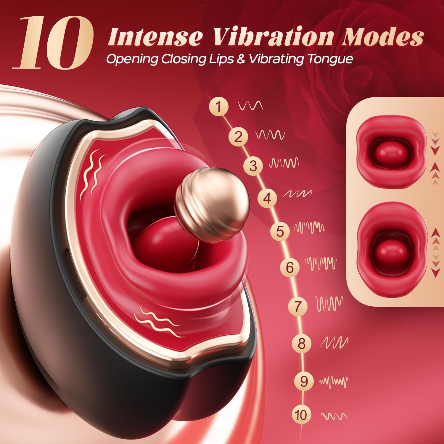 Vibrator Adult Sex Toys for Womens - 3IN1 Mouth Tongue Vibrators Rose Sex Toy with 10 Tongue Licking & 10 Vibrating Modes, Clitoral Nipple Anal Adult Toys Vibrators for Female and Couple Games