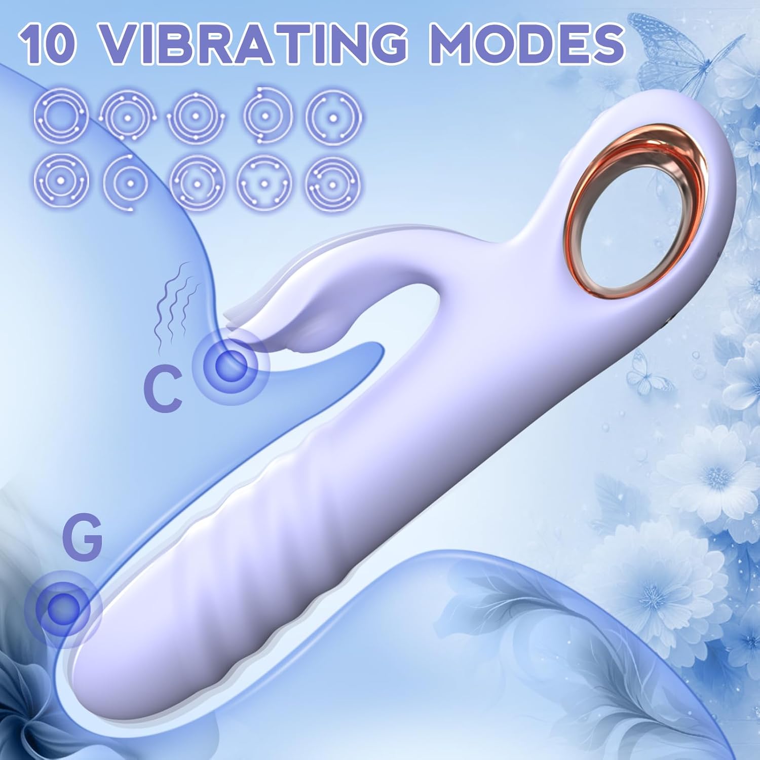 Thrusting Dildo Rabbit Vibrator for Women - G spot Vibrator Clitoral Stimulator Dual Rabbit Vibrator with 10 Powerful Vibration 10 Thrust Modes, Rabbit Vibrators Sex Toys for Women and Couple