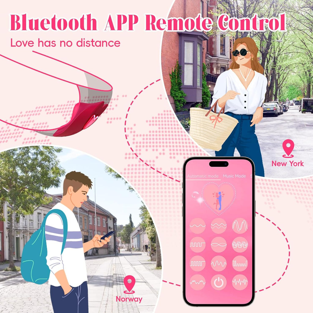 Remote Control Vibrator Couples Sex Toys, App Cellphone Wearable Couple Vibrator with Remote, Vibrating Panties with 10 Vibration Settings, Mini Bullet Vibrator for Women (Red)
