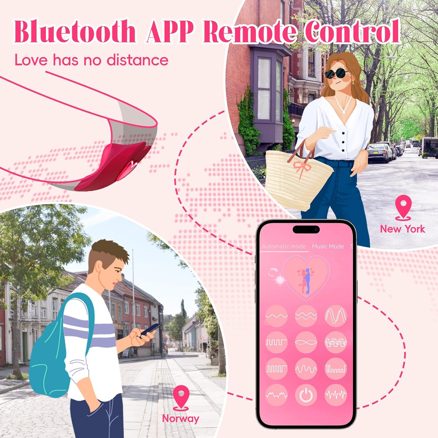 Remote Control Vibrator Couples Sex Toys, App Cellphone Wearable Couple Vibrator with Remote, Vibrating Panties with 10 Vibration Settings, Mini Bullet Vibrator for Women (Red)